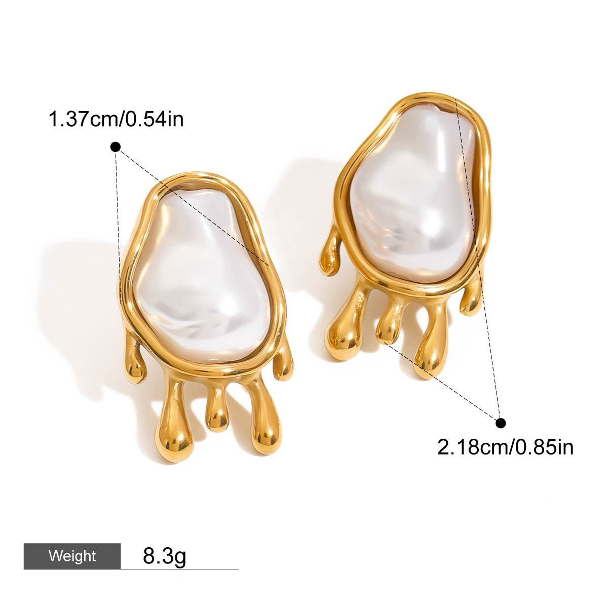 18K gold inlaid irregular pearls exquisite design noble necklace earrings ring set