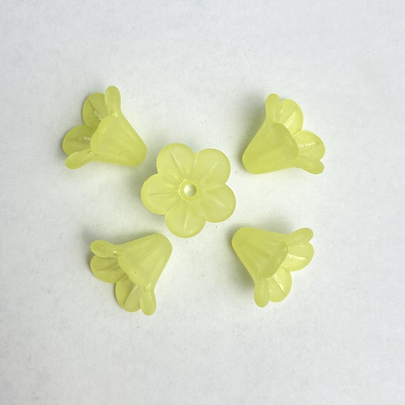 Frosted Acrylic Trumpet Flower Beads, 3D Bell-Shaped Bud Charms For DIY Hanfu Hairpin Flower Bases, Earrings & Jewelry Making.