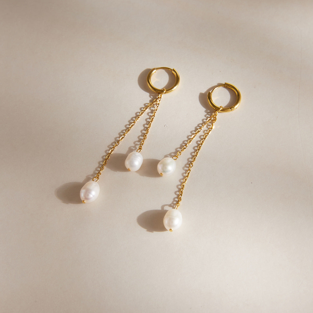 Pearl Chain Drop Earrings Collection