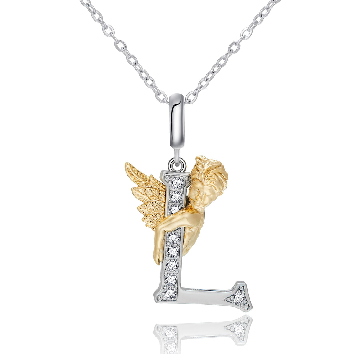 New Copper-plated White-gold Letter Pendant Mens And Womens Stainless Steel O-shaped Necklace