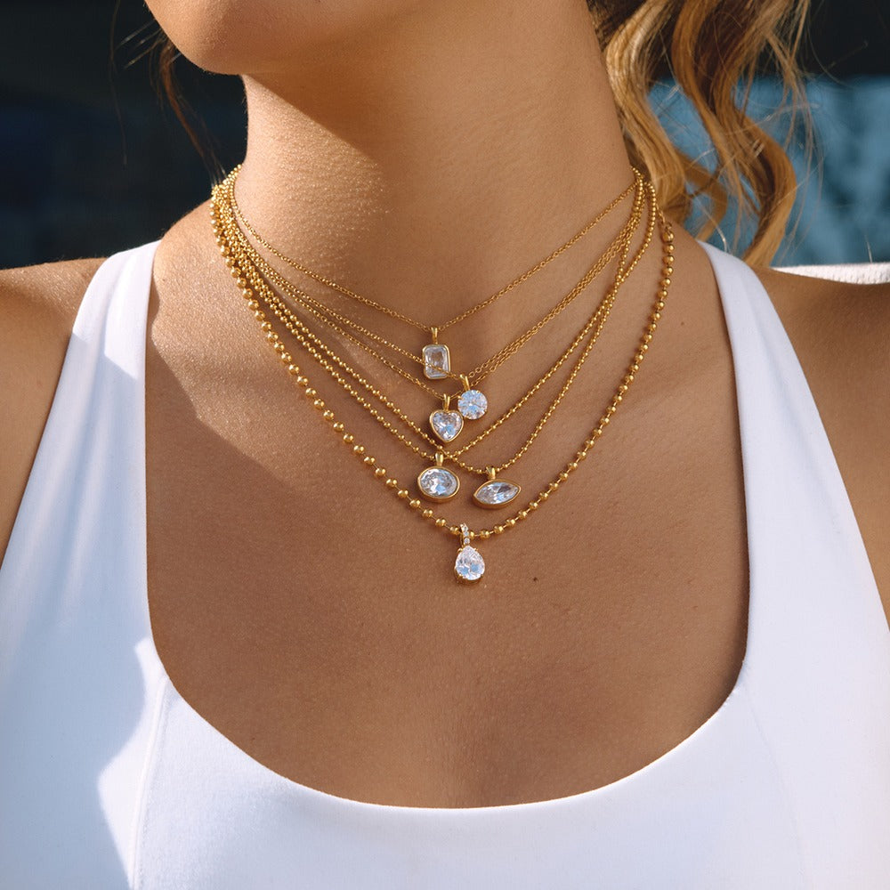 Pearl Zircon Chain Necklace Collection