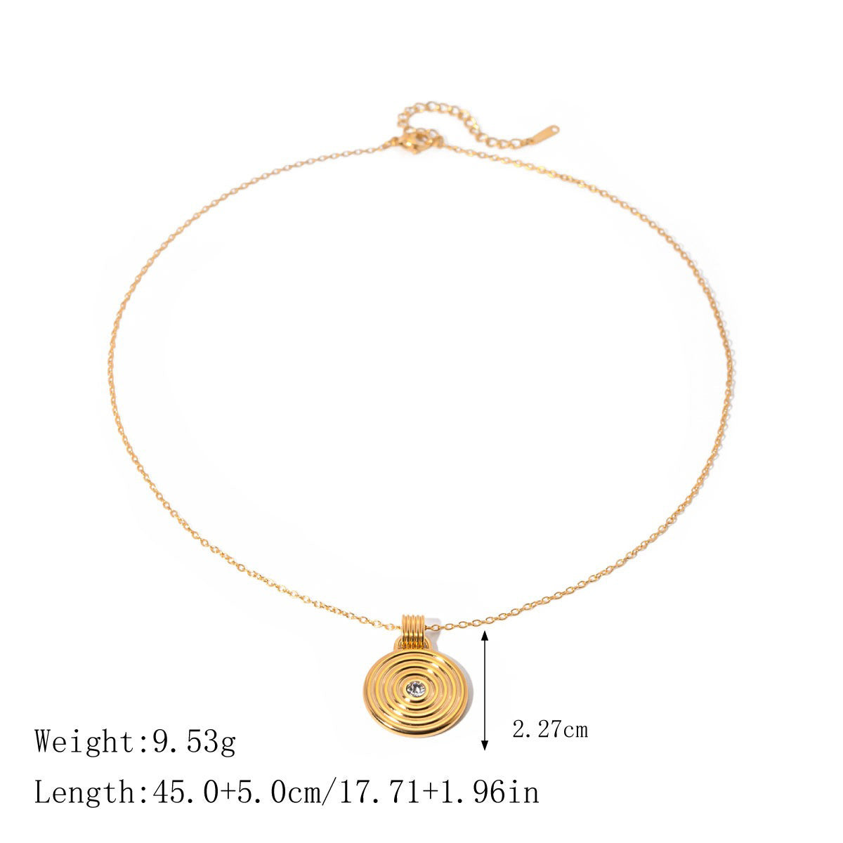 18K gold round with texture design simple and elegant necklace earrings ring set