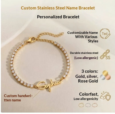 Fashionable And Versatile Women's Zircon Stainless Steel Bracelet
