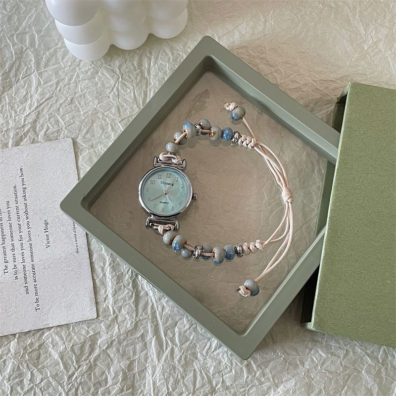 Simple Ceramic Woven Bracelet Watch Female Mori Style