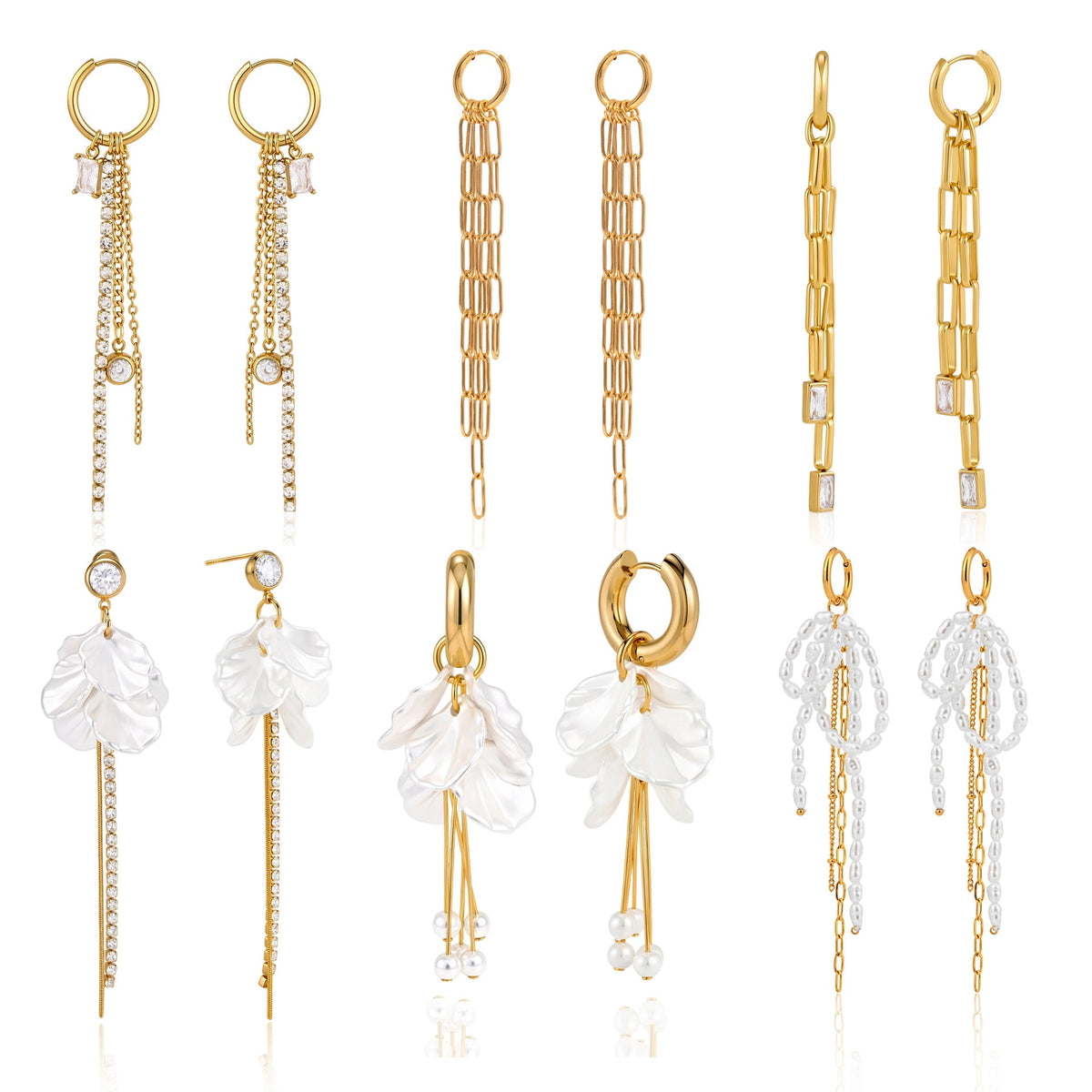 Pearl and Chain Tassel Earrings Collection