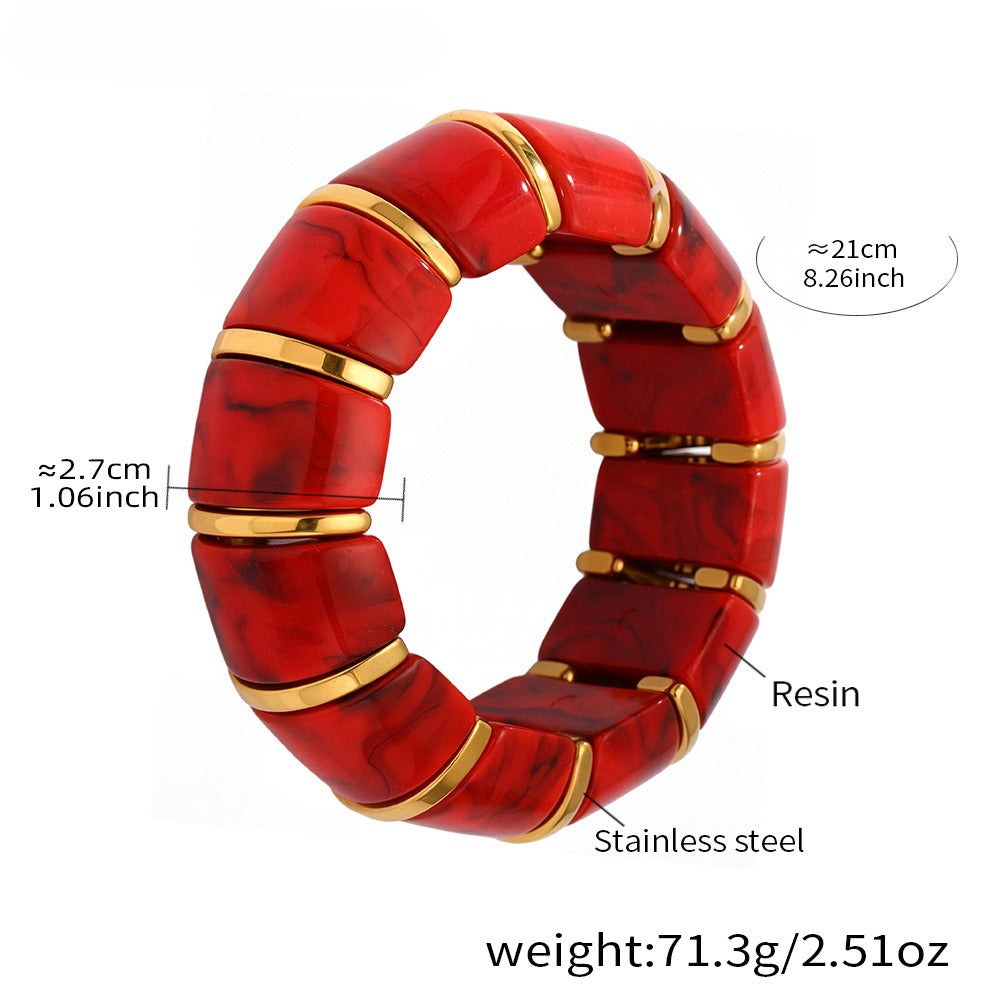 18k gold fashionable luxury resin elastic rope bracelet