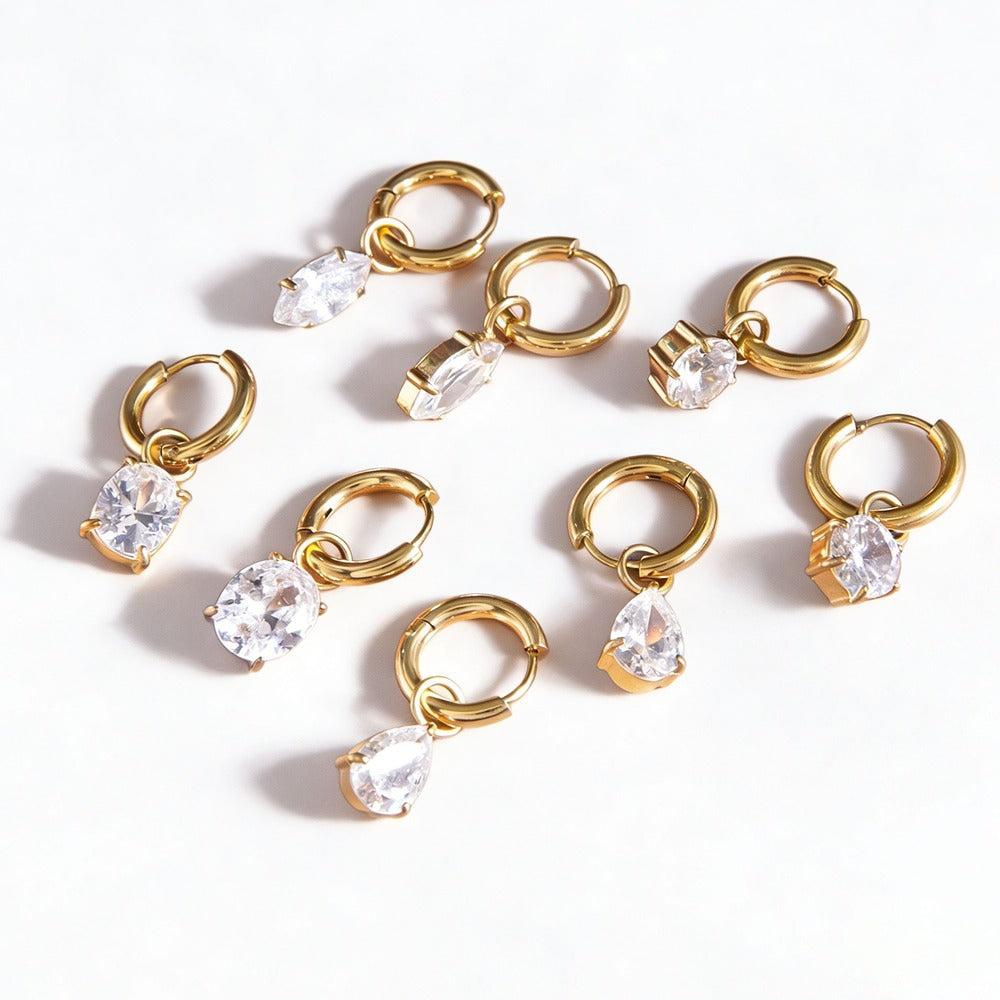 Four Style Zircon Hoop Earrings Collection