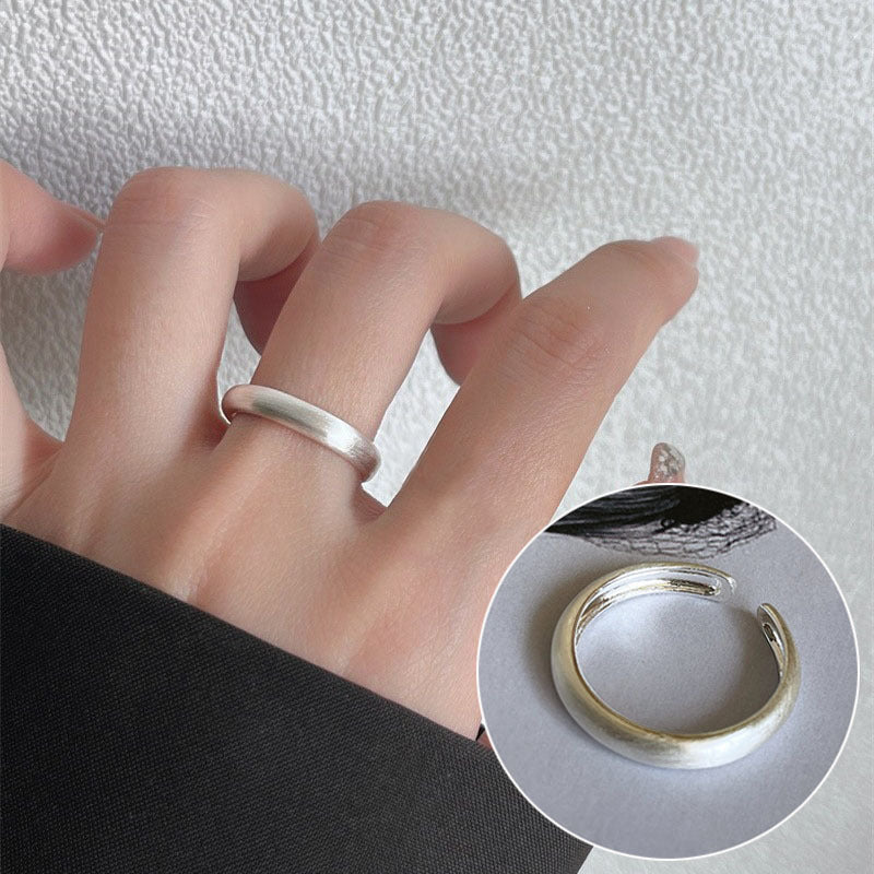 High Sense Star Open Ring For Women, INS Niche Brushed Texture Luxury Adjustable Index Finger Statement Ring