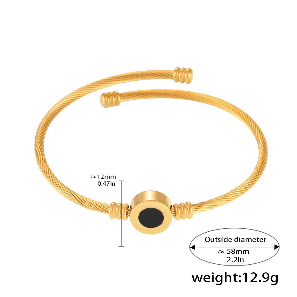 18K gold twill with round inlaid gemstone design noble and elegant bracelet