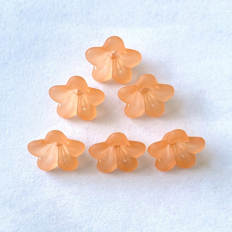 Matte Acrylic 5-Petal Blossom Beads, Translucent Center-Drilled Spacers For DIY Vintage Hair Sticks, Dangle Earrings & Pendant Crafts.