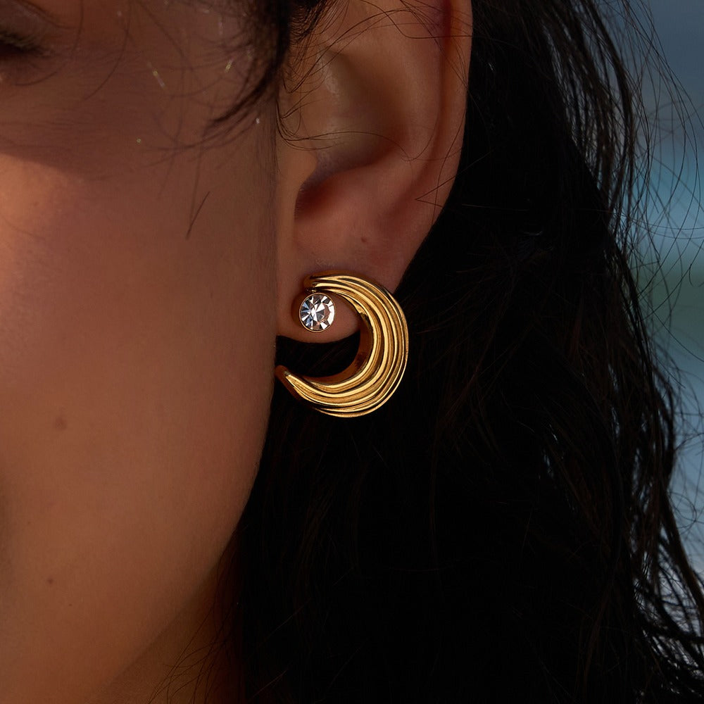 Moon Zircon Stud Earrings