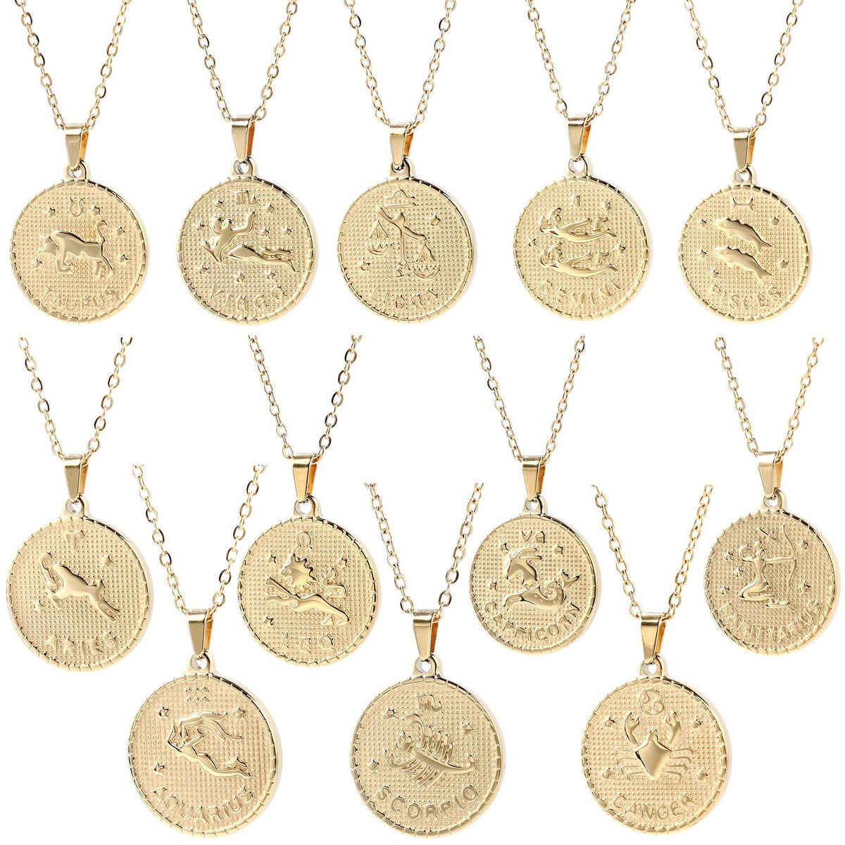 18K Gold Light Luxury Twelve Constellation Pendant Necklace