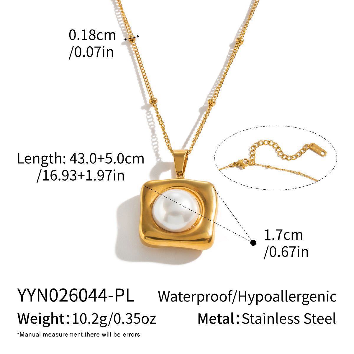 High-end Pearl Pendant Necklace In Titanium Steel With 18K Gold Plating