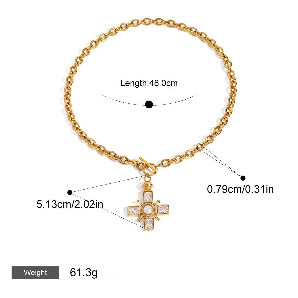 18K gold cross inlaid gemstone design high-end necklace ring set