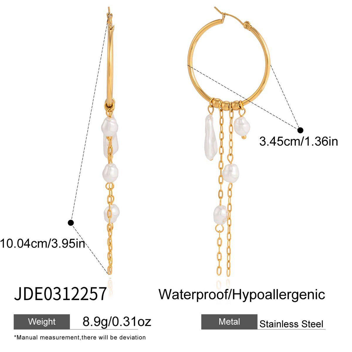 Pearl Tassel Hoop Earrings