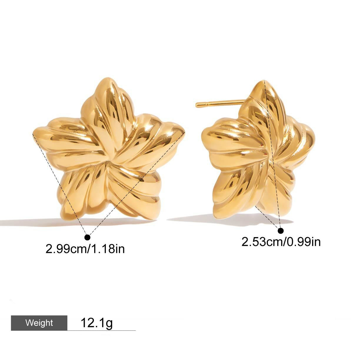 18K gold star/shell-shaped exquisite and noble earring necklace set