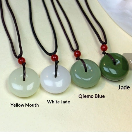 Hetian Jade Peace Pendant Buckle Necklace
