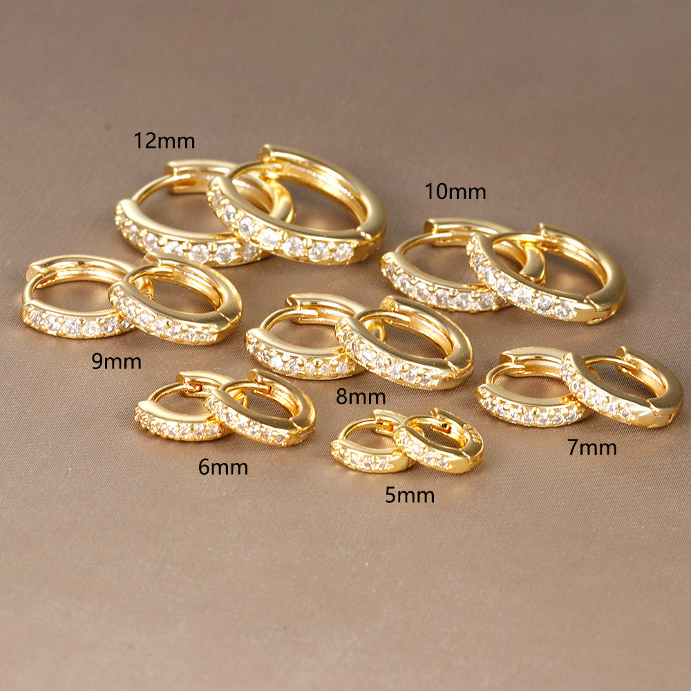 European And American Diamond Circle Ear Studs Personality Fashion