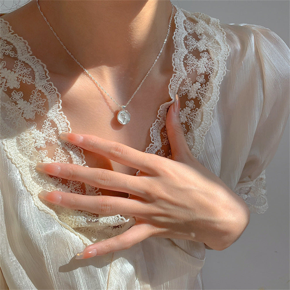 Daily Versatile S925 Sterling Silver Aquamarine Butterfly Necklace For Women, Non-Fading, Niche, High-End, Accessible Luxury Clavicle Chain New