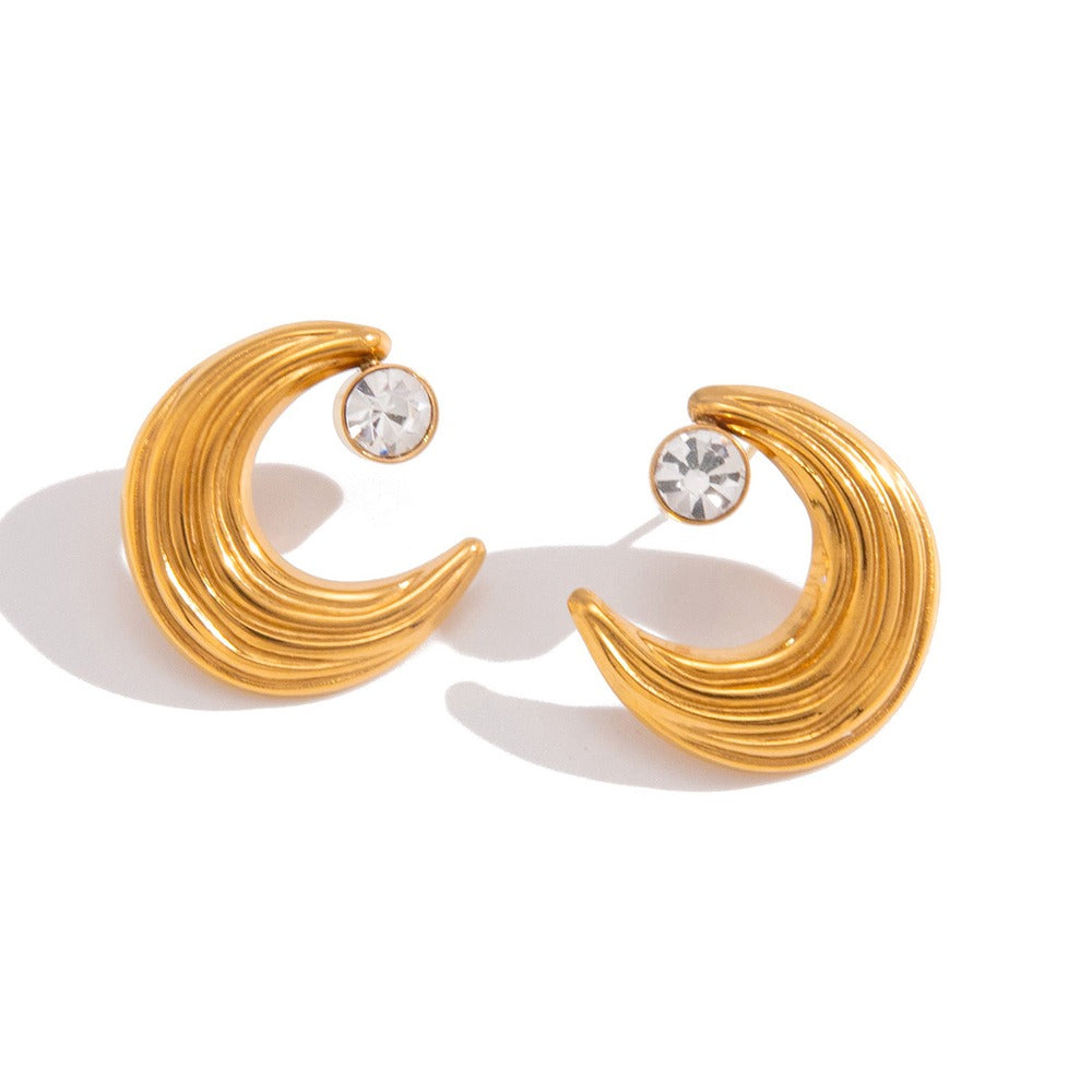 Moon Zircon Stud Earrings