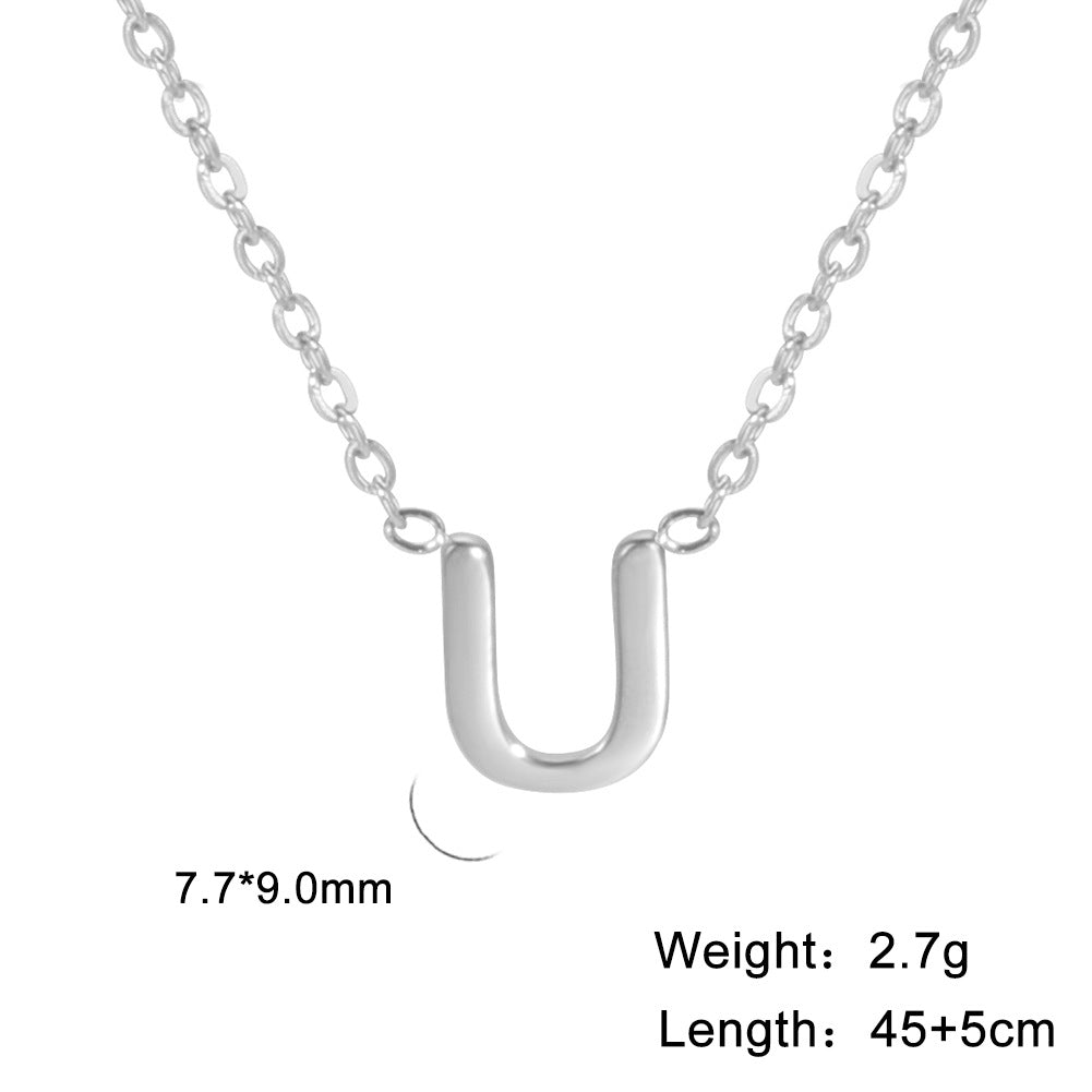 Hot-Selling Welded 26 Letters 18K Real Gold Electroplated Non-Fading Small Pendant Jewelry 304 Material Stainless Steel Necklace