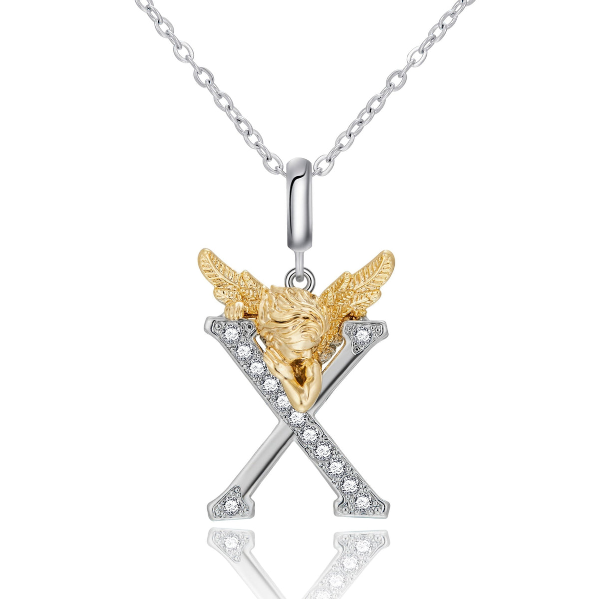 New Copper-plated White-gold Letter Pendant Mens And Womens Stainless Steel O-shaped Necklace