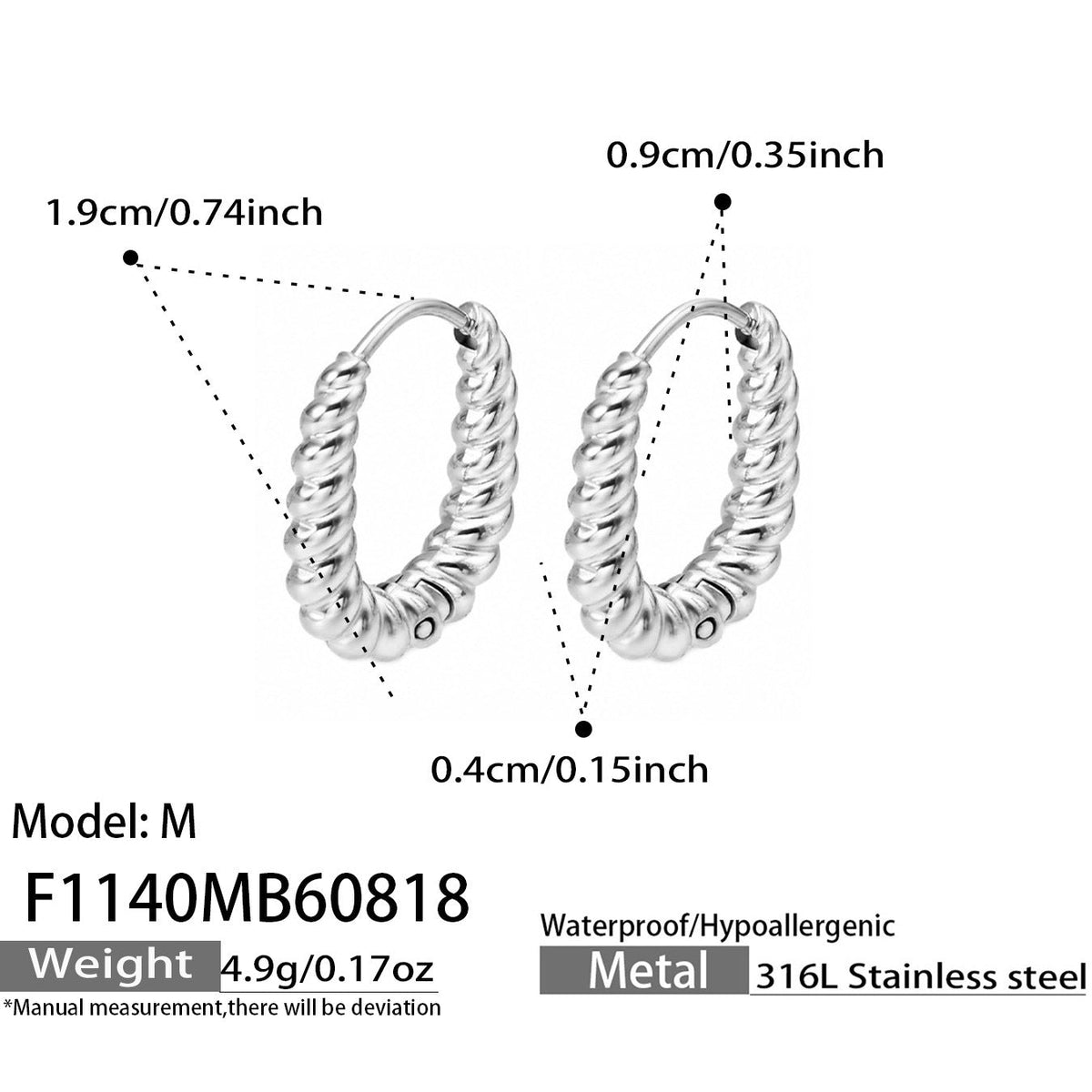 Two Tone Twisted Hoop Earrings Gold Plated Titanium Steel Fashion Women Ear Jewelry For Daily Dating Banquet Party Occasions