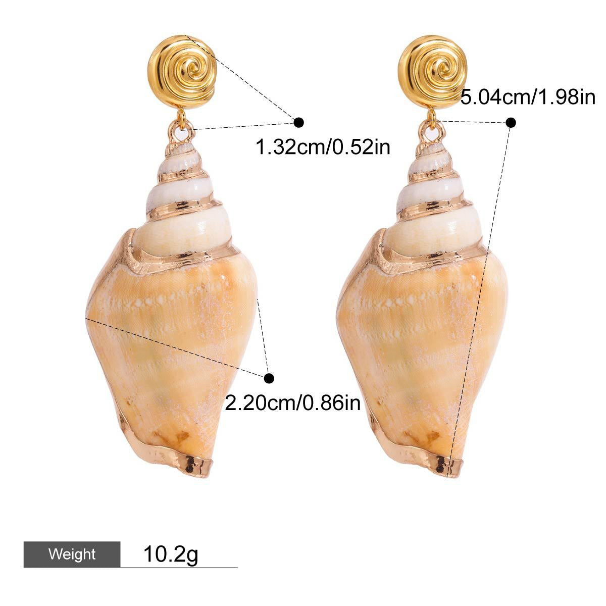 18K Gold Conch-Shaped Ocean-Style Earring and Necklace Set