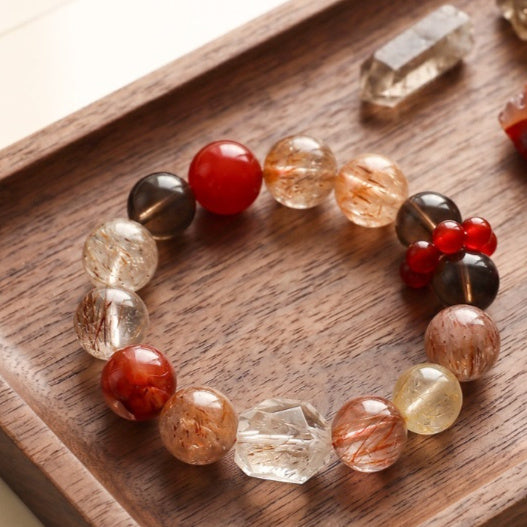 Natural Black Gold Super Seven Crystal Bead Bracelet