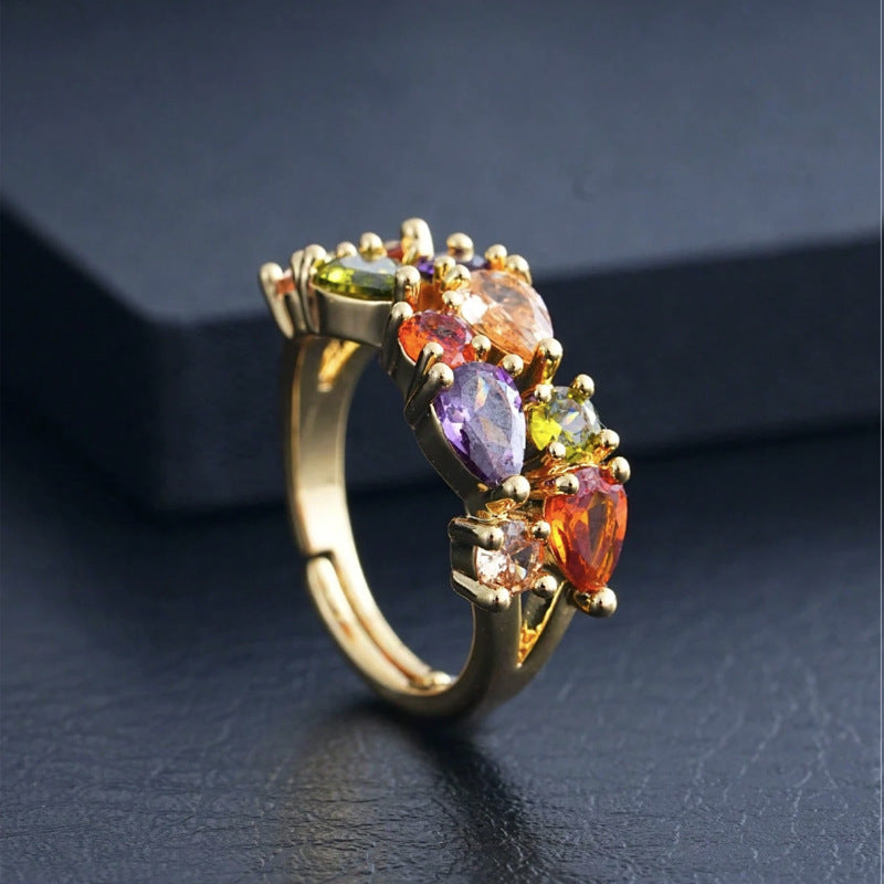 European And American Fashion Personality Bohemian Zircon Ring For Women, Versatile Street Style Jewelry, Direct Sales From The Manufacturer