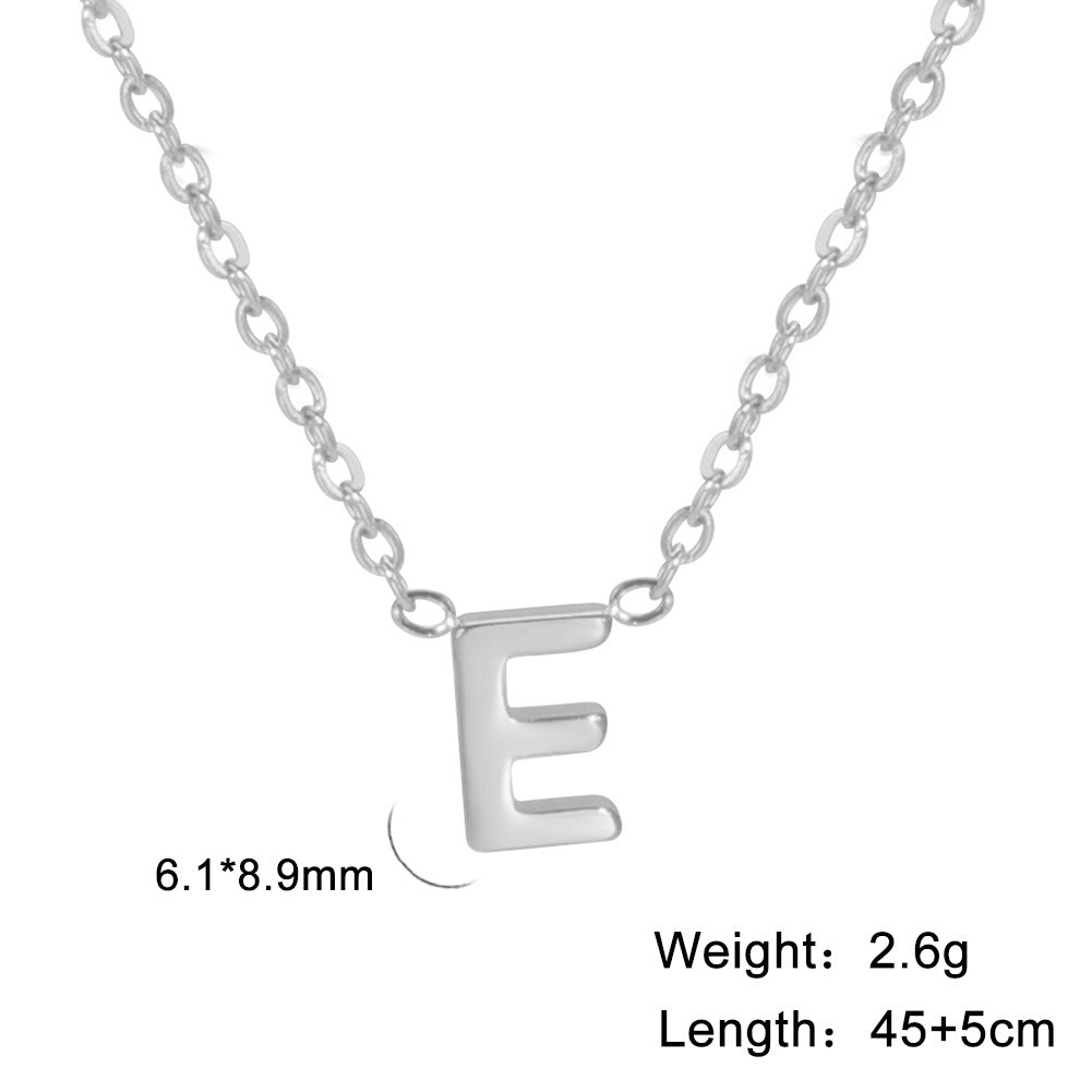 Hot-Selling Welded 26 Letters 18K Real Gold Electroplated Non-Fading Small Pendant Jewelry 304 Material Stainless Steel Necklace
