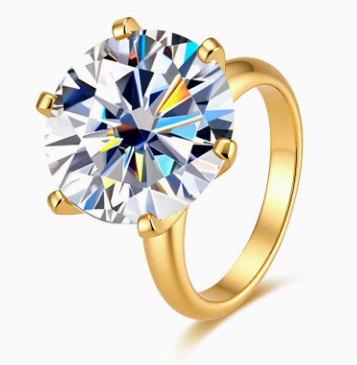 S925 Sterling Silver Six-prong Moissanite Ring