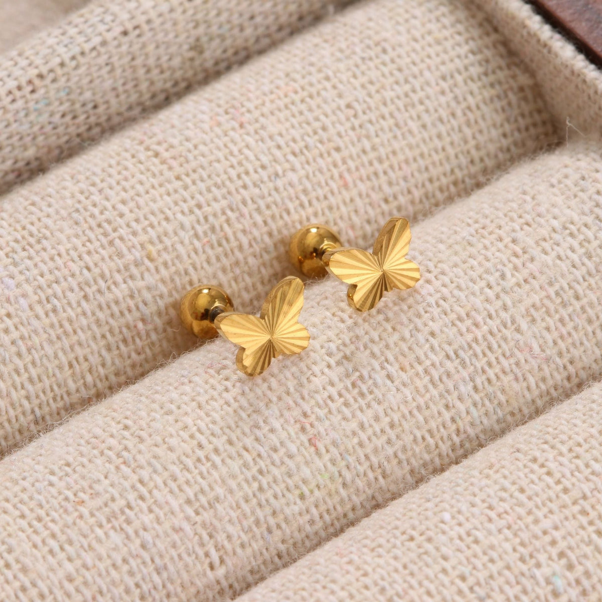 18K gold geometric inlaid gemstone design trendy personality earrings