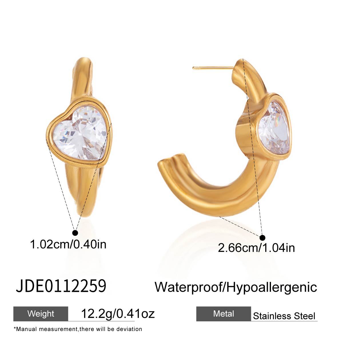 Heart Zircon C Hoop Earrings Collection