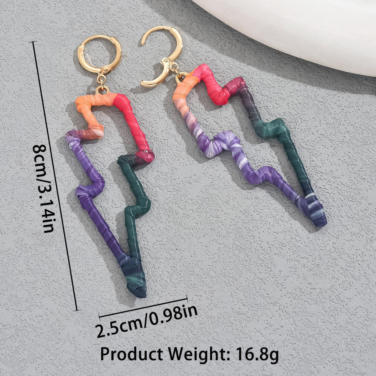 Ins Sweet Cool Spice Girl Style Women's Earrings American Style String Rope Design Earrings Distinctive Hip Hop Style Lightning Shape Earrings