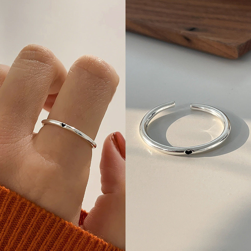 Light Luxury 925 Sterling Silver Plain Band Zircon Ring, Ladies Niche Heavy Craft Stackable Ring, Tarnish Resistant Wholesale