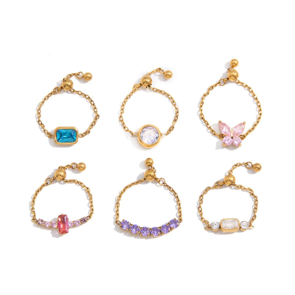 Adjustable Zircon Ring Collection