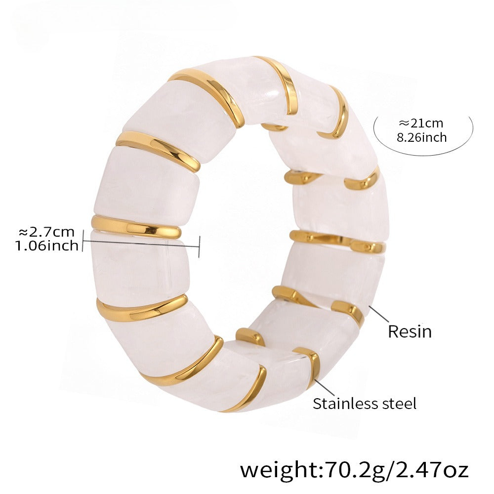 18k gold fashionable luxury resin elastic rope bracelet