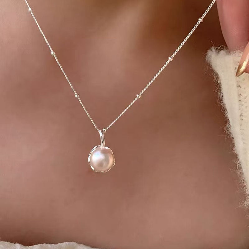 S925 Sterling Silver Pearl Necklace For Women, Niche Design, Light Luxury, Stylish And Versatile, High-End Clavicle Chain Accessory, Trendy