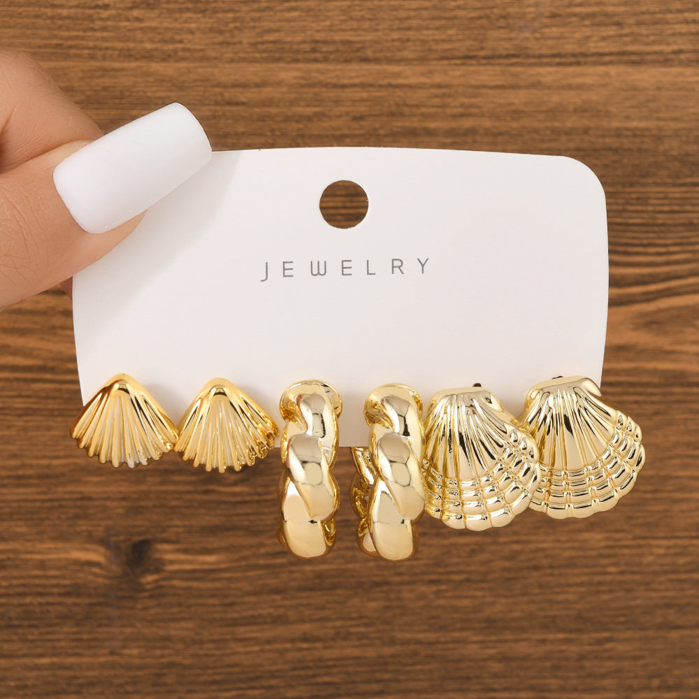 European And American Style Creative Fashion Statement Earrings Womens Earring 3-Piece Set