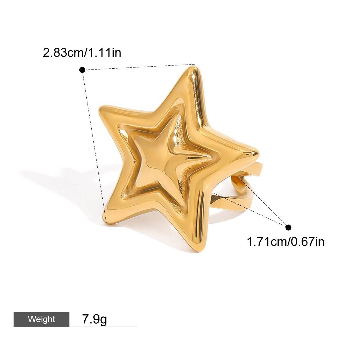 18K Gold Pentagram Design Exquisite Fashion Necklace Ring Set