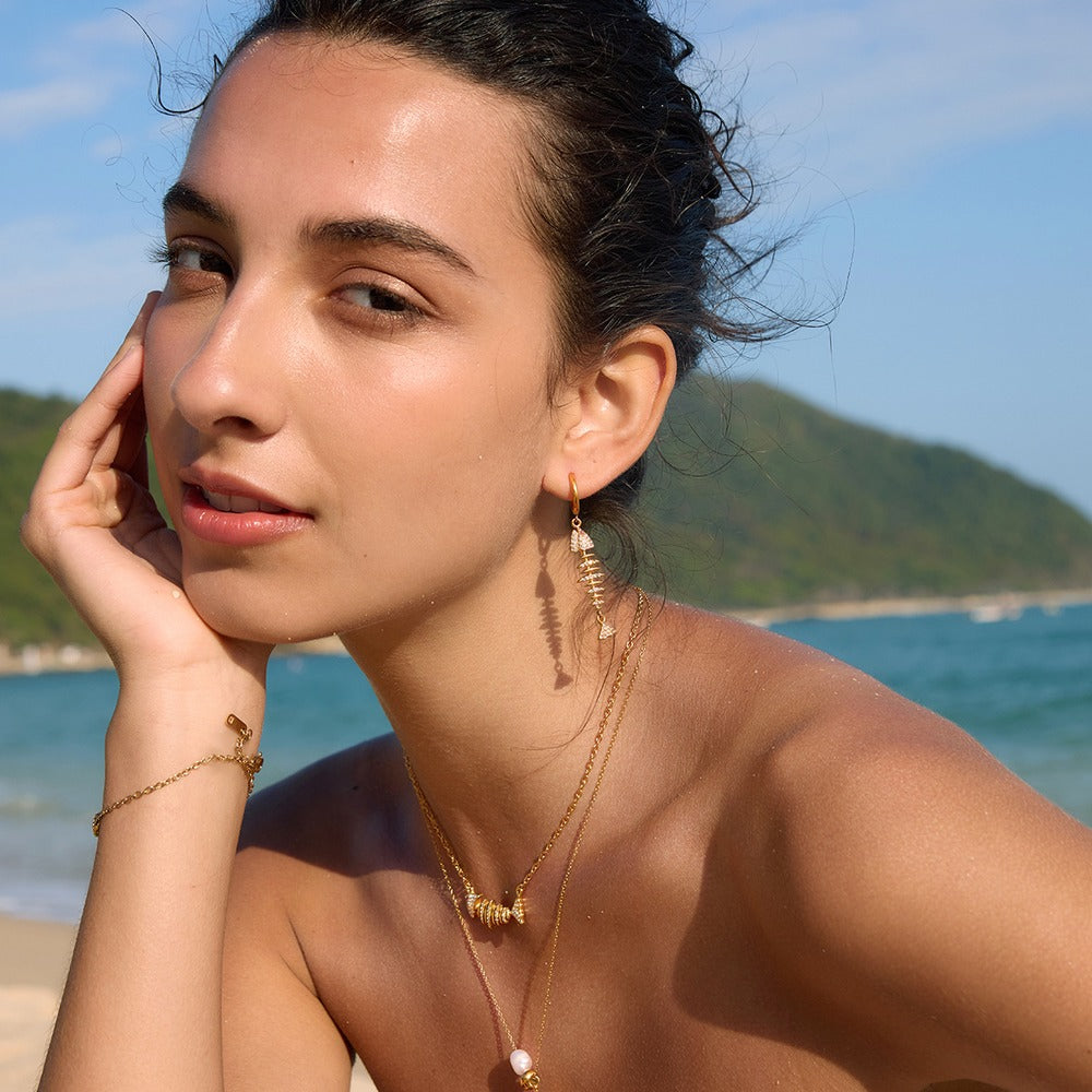 Fishbone Necklace Earrings Set