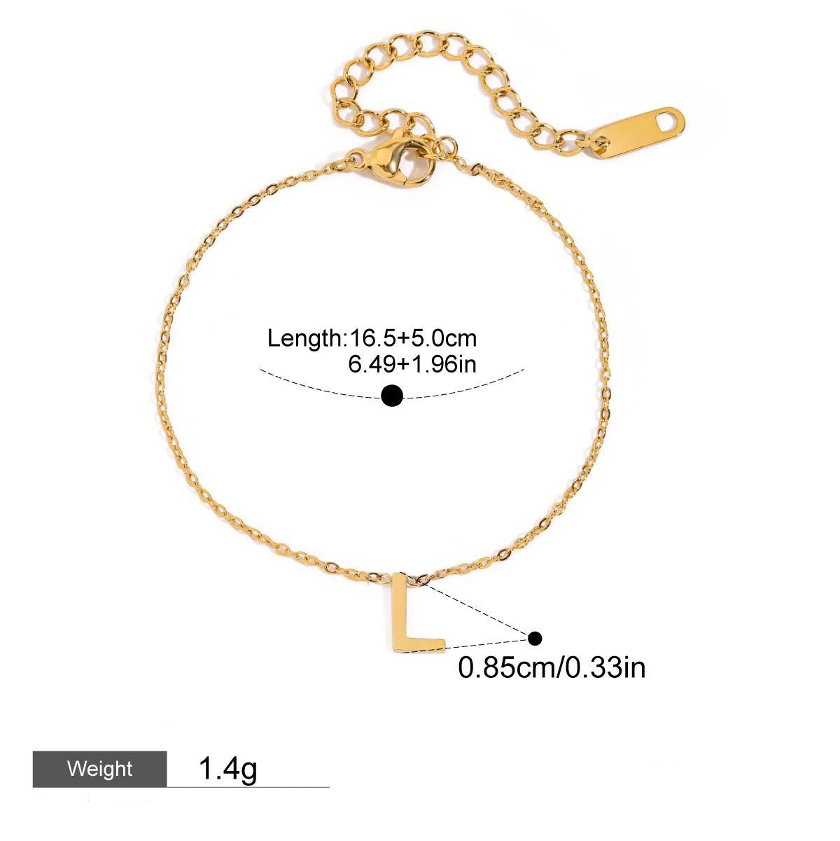 18K gold 26 letters simple and elegant bracelet