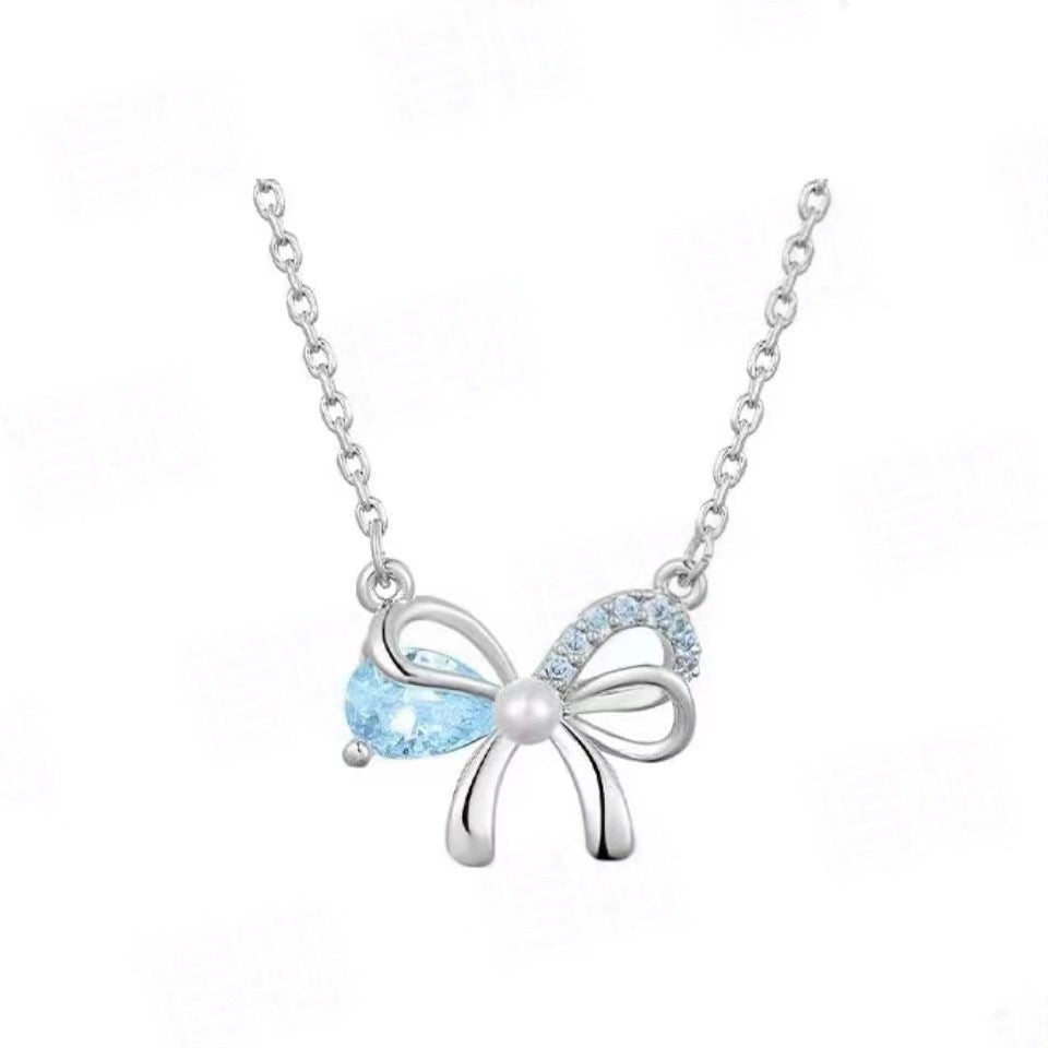 1.0m 2026 New Titanium Steel Bow Necklace For Women, Light Luxury Niche Design Pendant Collarbone Chain With A High-end Feel