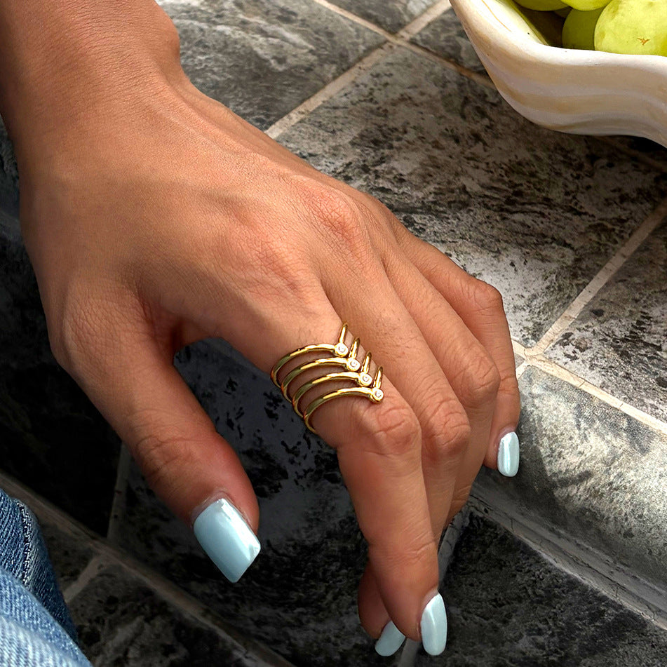 Two Tone Layered Open Ring Collection