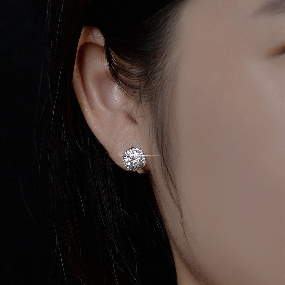 Moissanite D color s925 sterling silver square earrings