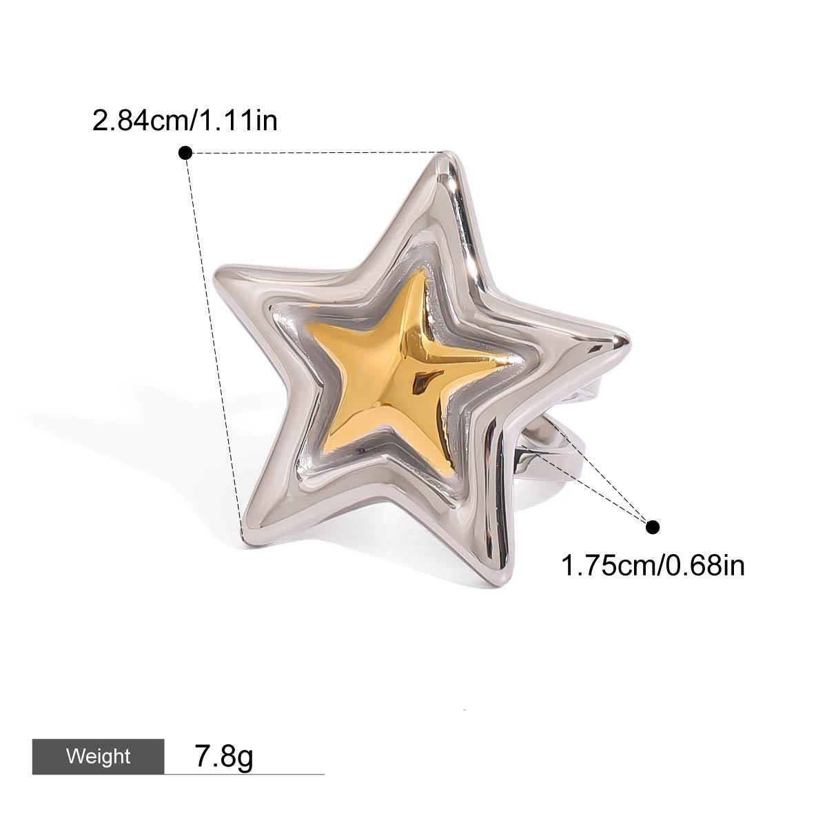 18K Gold Pentagram Design Exquisite Fashion Necklace Ring Set