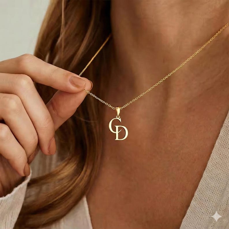 Custom interwoven double letter necklace