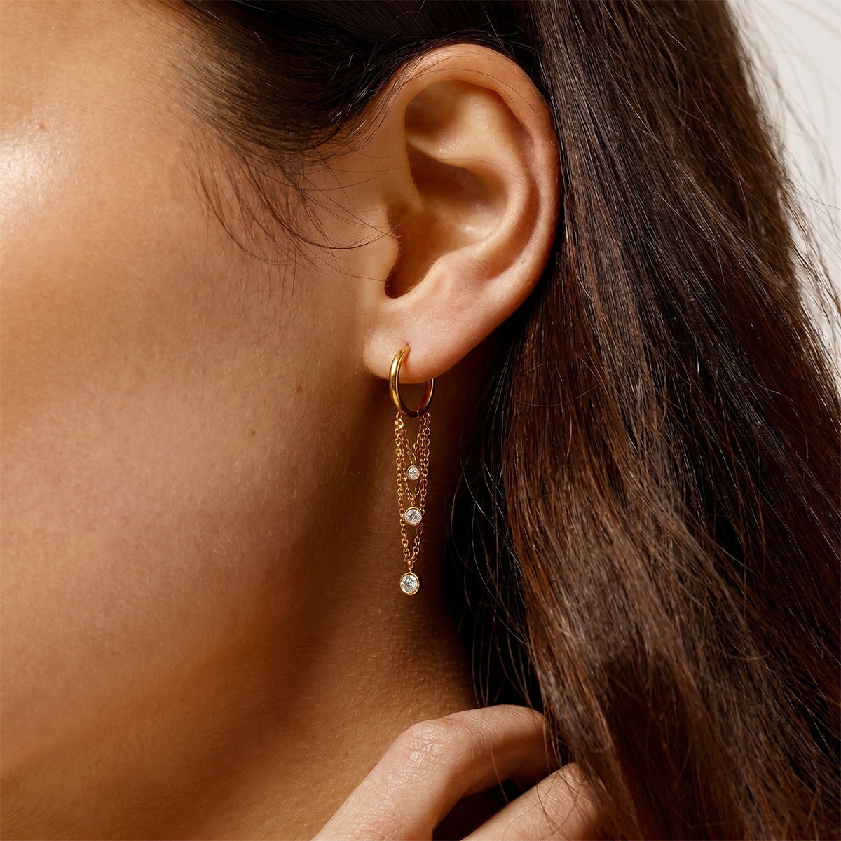 Pearl Chain Hoop Earrings Collection