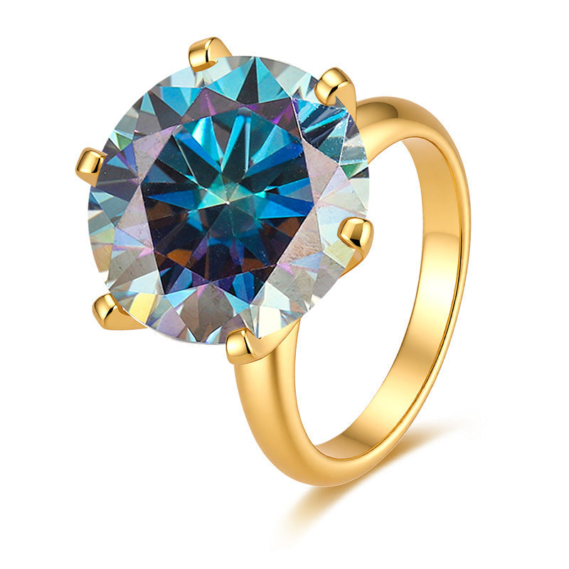 S925 Sterling Silver Six-prong Moissanite Ring